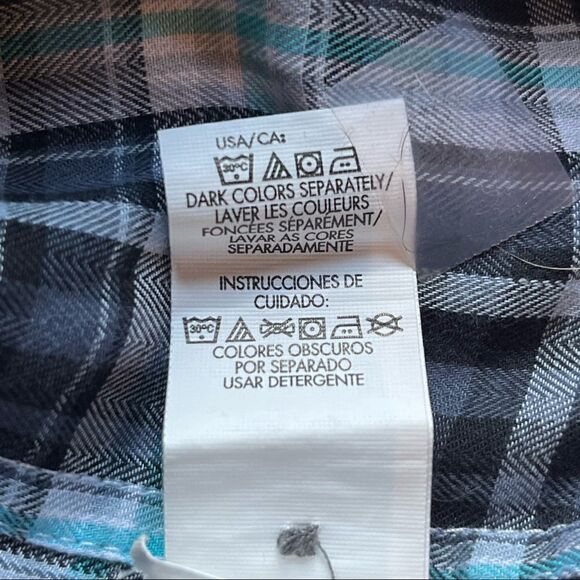 Calvin Klein Jeans button up western shirt plaid blue/black/white Large NWOT - Picture 7 of 9